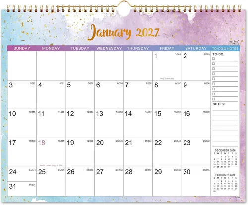 Miniatura 7 de Calendario 2027 – Calendario de pared 2027 con bolsillo, enero de 2027 a diciembre de 2027, calendarios mensuales de 12 x 12 pulgadas para el hogar