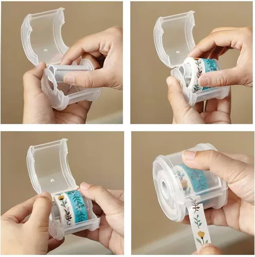 Miniatura 6 de Dreamty - 2 unidades de soporte dispensador de cinta Washi, cortador de cinta portátil redondo transparente con cubierta a prueba de polvo