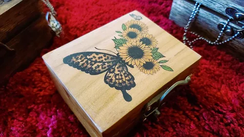 Miniatura 6 de JB&C Premium Caja de joyería pequeña de girasol y mariposa, caja de recuerdo para niñas, mujeres, idea de regalo, adornos para amantes