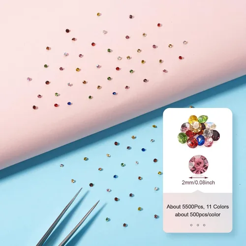 Miniatura 2 de Cheriswelry 5500 piezas de diamantes de imitación de cristal facetados con diamantes de imitación de cristal en punta de 0.079 pulgadas, 11