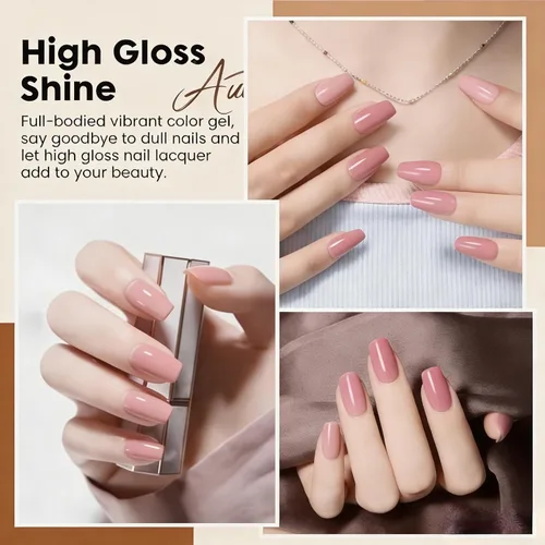 Miniatura 3 de Juego de esmaltes de uñas de gel, 6 colores, color rosa nude, kit de esmalte de uñas LED UV, kit de uñas Minicure para bricolaje, arte de uñas