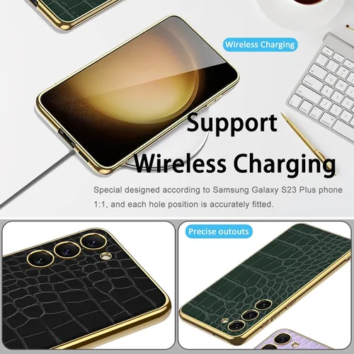 Miniatura 5 de Miimall Funda compatible con Samsung Galaxy S23 Plus, S23 Plus, funda de cuero suave galvanizada + funda protectora de cuero de lujo resistente