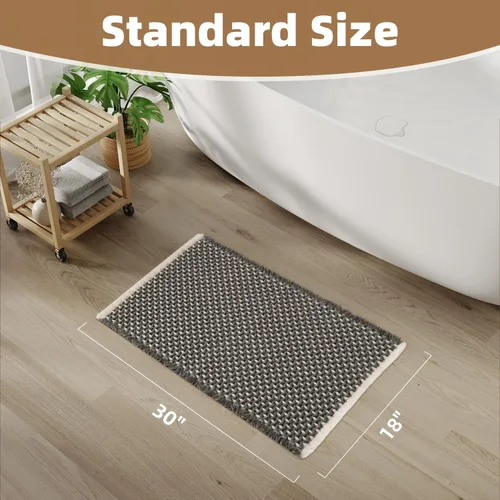 Miniatura 2 de PADOOR Alfombra de baño a cuadros, superabsorbente, antideslizante, alfombras de baño para el piso del baño, 3D, tejido de dos tonos, alfombra
