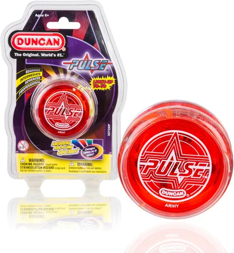 Duncan Toys Pulse - Yoyó con luz LED de nivel intermedio con eje de rodamiento de bolas y luces LED, transparente/rojo, pequeño