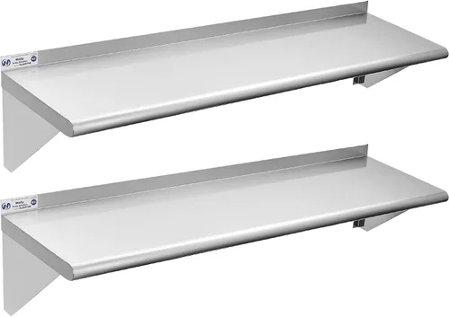 Miniatura 12 de HALLY SINKS & TABLES H Estante de acero inoxidable de 18 x 36 pulgadas, 350 libras, estantería flotante comercial de montaje en pared