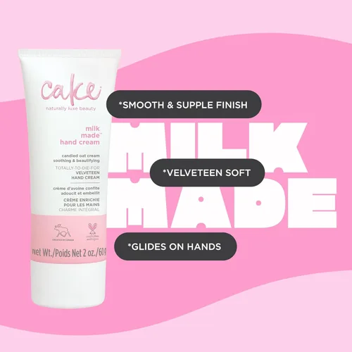 Miniatura 5 de Cake Beauty Velveteen Crema de manos, hecha con leche, crema de manos calmante y ligera, concentrado de extracto de avena, extracto de raíz
