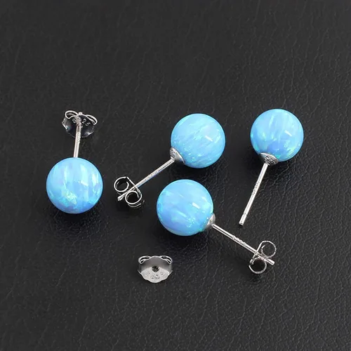 Miniatura 6 de Natural Stone Stud Earrings for Women 8mm Sterling Silver Genuine Gemstone Earrings Handmade Sterling Silver Crystal Stud Earrings for Women