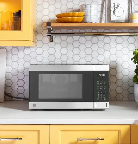 Miniatura 5 de GE GCST10A1WSS Horno de microondas de convección de 1.0 pies cúbicos, microondas de encimera de 1050W con función Air Fry y bandeja crujiente