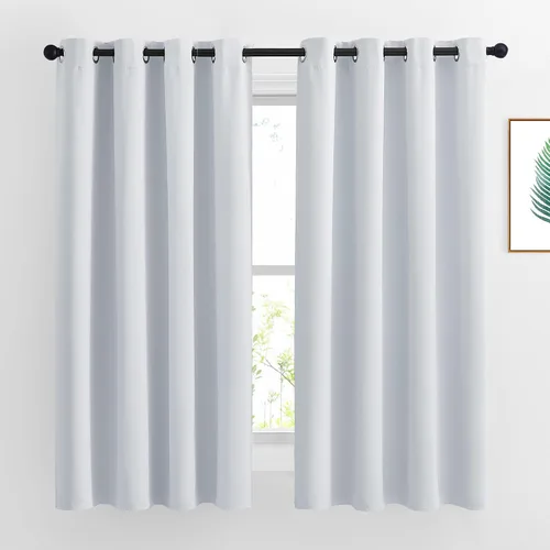 NICETOWN - Cortinas de oscurecimiento de habitación, con tratamiento térmico y ojales, para dormitorio (2 paneles, 52 x 63 pulgadas, color blanco