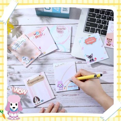 Miniatura 5 de Sherr Paquete de 12 notas adhesivas para perros de regreso a clases, 4 x 3 pulgadas, divertidos animales inspiradores, blocs de notas adhesivas
