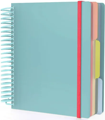Miniatura 13 de Cuaderno de espiral EUSOAR, A4 de 9.25" x 11.7", con rayas para universidad, 3 divisiones con bolsillos, gran cuaderno espiral a rayas, 240 páginas