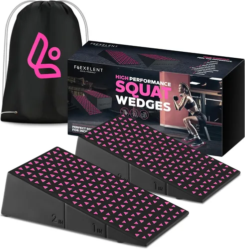 Par de Bloques en Cuña para Sentadillas Flexelent - Bloque en Cuña para Sentadillas con Talón Elevado para Sentadillas Más Profundas, Levantamiento