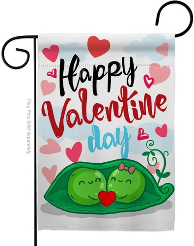 Breeze Decor G151054-P3 My Sweet Peas Spring Valentines - Bandera de jardín vertical decorativa, 13 x 18.5 pulgadas, multicolor