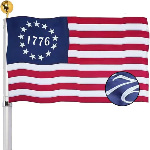 Bandera estadounidense bordada de Betsy Ross 1776 de 3 x 5 para exteriores, 13 Colonias Revolución, banderas de Estados Unidos, estrellas bordadas