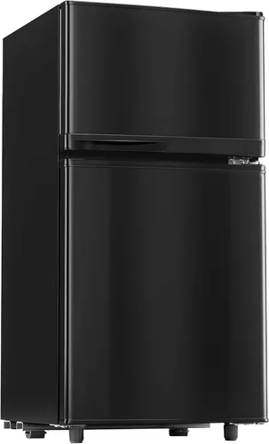 Manastin Mini refrigerador de 3.55 pies cúbicos con congelador, refrigerador pequeño de 2 puertas con termostato ajustable, mini refrigerador
