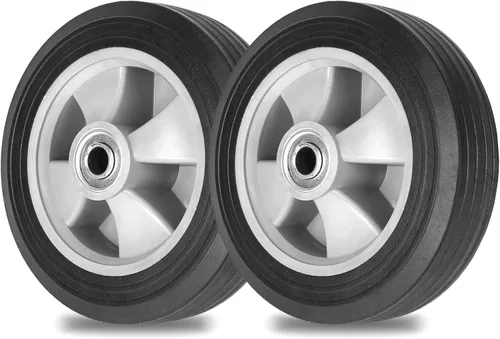 Miniatura 8 de AR-PRO (4-paquete) Neumático de repuesto de goma sólida sin plano de 8" x 2" con un eje de 5/8" para camiones de mano, carretillas, plataformas