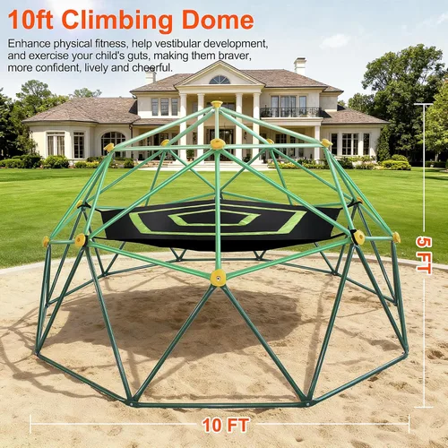 Miniatura 3 de Cúpula de escalada para niños de 10 pies, con hamaca, juego resistente para todo tipo de clima al aire libre para edades de 3 a 12 años, marco