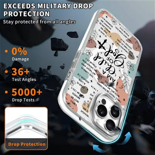 Miniatura 5 de Funda para iPhone 13/14 [compatible con Magsafe], funda magnética transparente de silicona a prueba de golpes con patrón de versículos de la Biblia