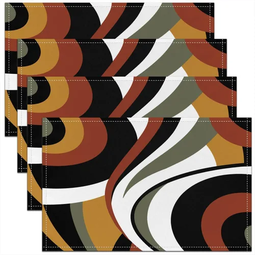 Miniatura 29 de Modern Circles - Juego de 4 manteles individuales de 12 x 18 pulgadas, patrón geométrico abstracto, decorativo, para niños, adolescentes y adultos