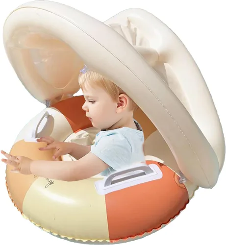 Miniatura 9 de Babyy - Flotador de piscina – Anillo de protección solar, asiento de seguridad plegable, flotador de natación retro con toldo y sombrilla Juguete