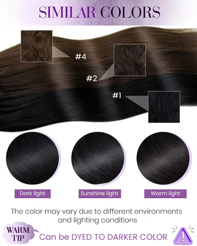 Miniatura 5 de LaaVoo Extensiones de cabello humano con puntas I Tip de color negro azabache, extensiones de cabello humano real de los años 60, sedoso y lacio