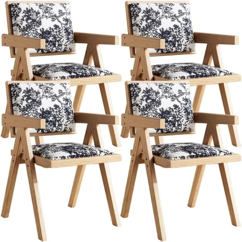 Miniatura 32 de YVYKFZD Juego de sillas de comedor de madera maciza, sillas de cocina sin brazos, silla de comedor tapizada con respaldo, sillón de terciopelo