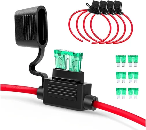5 portafusibles en línea, cable de cobre calibre 10/12/14 AWG, fusible de hoja ATC/ATO impermeable, accesorios automotrices universales para