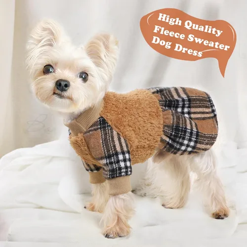 Miniatura 3 de Suéter para perro, ropa de invierno para perros pequeños, niños y niñas, vestido de otoño para cachorros, forro polar cálido, chihuahua, Yorkie