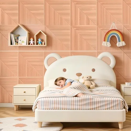 Miniatura 5 de 6 paneles acústicos de pared, 23.6 x 23.6 pulgadas, paneles autoadhesivos de absorción de sonido, impresión de patrón de madera, panel de pared
