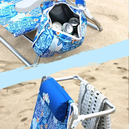 Miniatura 8 de Old Bahama Bay Silla de playa tipo mochila, paquete de 2, silla reclinable ligera de aluminio de 5 posiciones para adultos, soporte resistente, 400