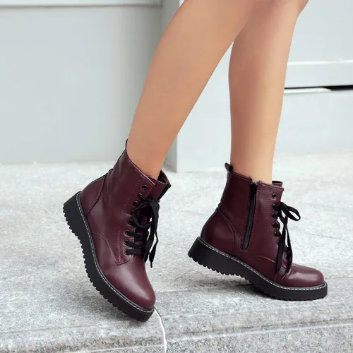 Miniatura 6 de Hawkwell Botas de combate para mujer con cremallera lateral y cordones al tobillo