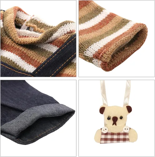 Miniatura 4 de Miunana Vestido de muñeca de bebé de 13 a 16 pulgadas con mochila de oso apto para muñeca de 13.8-17.7 in, vestido de una sola pieza, overol de oso