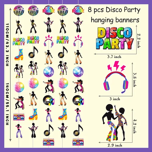 Miniatura 2 de 8 guirnaldas colgantes para fiesta de discoteca de los años 70, decoraciones colgantes de fiesta de baile de discoteca, decoraciones colgantes