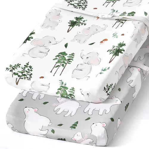 Miniatura 69 de Pack n Play Sheets, BROLEX 2 Pack Mini Crib Sheets,Stretchy Portable Fitted Playard Sheet Set, Convertible Playard Mattress Cover,Ultra Soft