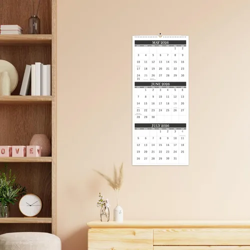 Miniatura 2 de Calendario de pared 2026, calendario de pared de 3 meses (plegado en un mes), enero de 2026 a diciembre de 2026, 11.25 x 26 pulgadas, calendario