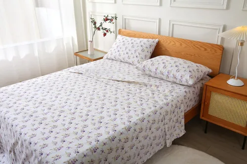 Miniatura 38 de Viviland Juego de sábanas de 3 piezas con estampado botánico de mariposas y flores rosas y moradas, sábanas de microfibra suave y transpirable