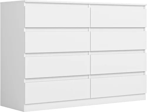 Miniatura 16 de Vibe & Dine Cómoda doble de 8 cajones, cómoda de madera moderna con amplio almacenamiento para armario, dormitorio, sala de estar, color negro