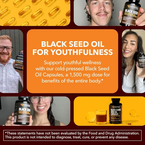 Miniatura 5 de Cápsulas de aceite de semilla negra prensado en frío - Suplemento de 1500 mg de comino negro para la función inmune, apoyo digestivo y salud general