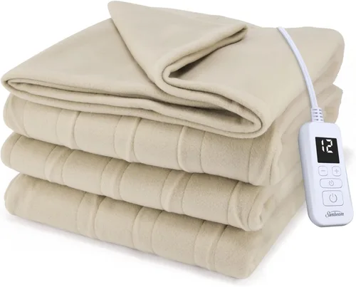 Sunbeam Manta eléctrica de forro polar Royal Ultra de tamaño completo, 84" x 72", 12 ajustes de calor, apagado automático seleccionable de 12 horas,