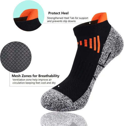 Miniatura 3 de J.WMEET Mens Low Cut Ankle Athletic Socks Cotton Mesh Cushioned Running Ventilation Sports Tab Socks