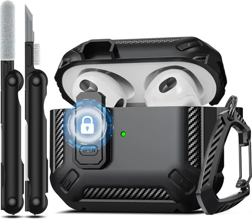 Miniatura 36 de RFUNGUANGO Funda para AirPod de 2ª generación con kit de limpieza, armadura protectora de carcasa dura militar con bloqueo para funda de carga
