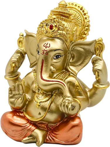 Miniatura 7 de alikiki Dios hindú Señor Ganesha Idol Estatua de Dios indio Ganesh Escultura India Templo Mandir Pooja Artículo Regalo de regreso de boda india Oro