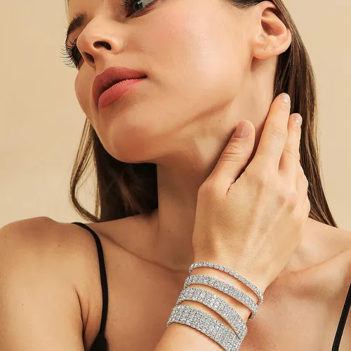 Miniatura 2 de Zealmer . Pulseras para mujer, brillantes, multicolor, con diamantes de imitación, apilables y elásticas