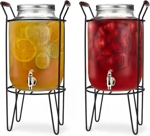 Miniatura 14 de Dispensador de bebidas de vidrio de 1 galón con espita – Dispensador de bebidas con bandera estadounidense del 250 aniversario, a prueba de fugas