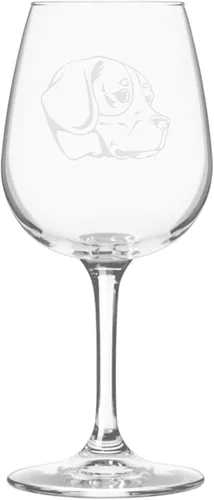 Miniatura 433 de Copa de vino de 12.75 onzas con diseño de perro grabado