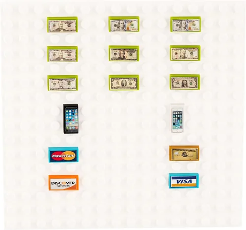 Miniatura 2 de Building Bricks ATM Alcancía con banco personalizado, dinero en efectivo, tarjetas de crédito, teléfonos inteligentes, cajero automático personal