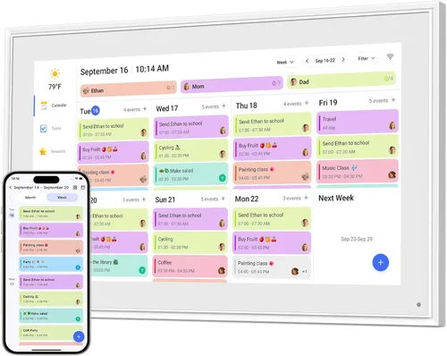 Canupdog Calendario digital de 15.6 pulgadas, planificador electrónico y tabla de tareas con pantalla táctil IPS de 1920 x 1080P, sistema de