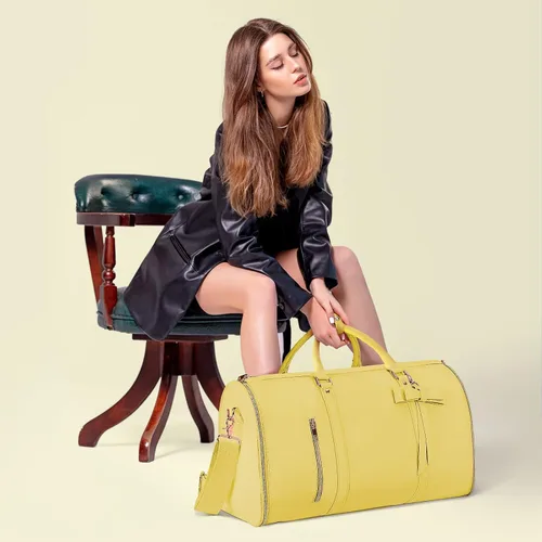 Miniatura 3 de Bolsas de ropa para viajes para mujer, Amarillo, Bolsa de ropa con compartimento para artículos de tocador