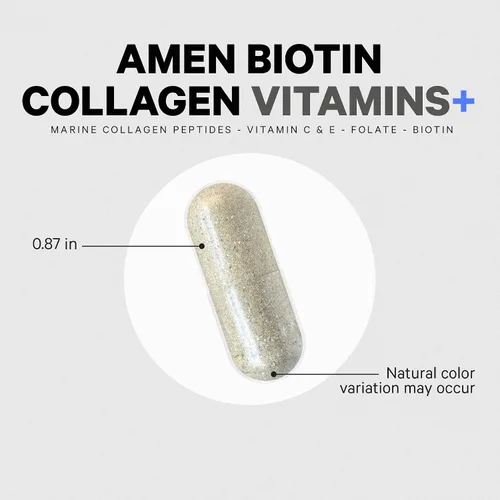 Miniatura 8 de Amen Vitaminas de colágeno de biotina + suplemento de biotina de 10,000 mcg – Colágeno hidrolizado, vitaminas C y E, folato, ácido hialurónico