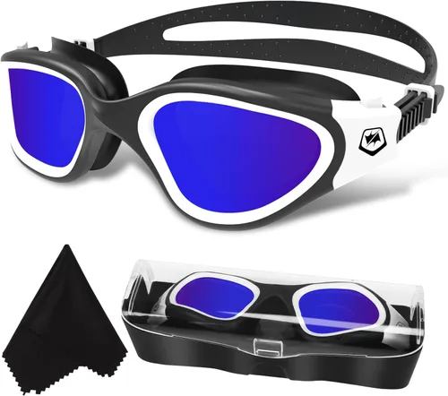WIN.MAX - Goggles de natación polarizados, antivaho, antirrayos ultravioleta, sin filtraciones y con visión clara para hombres, mujeres, adultos y
